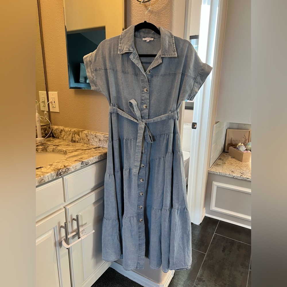 Baltic Born Light Blue Denim Shirt Dress